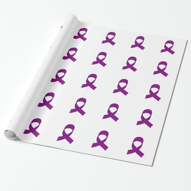 Purple Ribbon Drawing Wrapping Paper (Unrolled)