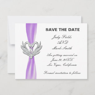 Purple Ribbon En Argent Swans Enregistrer La Carte