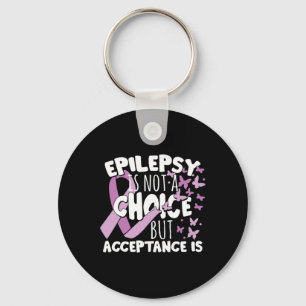 Purple Ribbon Epilepsy Awareness Acceptance Keychain