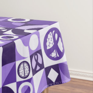 Purple Ribbon Epilepsy Awareness Support Tablecloth