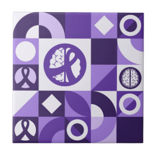 Purple Ribbon Epilepsy Awareness Support Tile