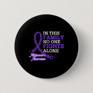 Purple Ribbon Family Alzheimer Awareness 2 Inch Round Button
