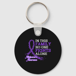 Purple Ribbon Family Alzheimer Awareness Keychain