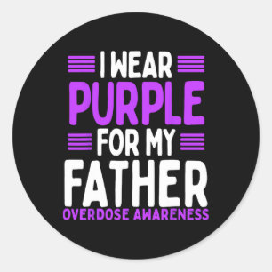 Purple Ribbon Father Papa Overdose Awareness Dad Classic Round Sticker