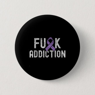 Purple Ribbon Fck Addiction Overdose Awareness 1  2 Inch Round Button