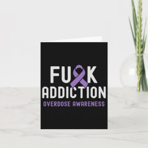 Purple Ribbon Fck Addiction Overdose Awareness 2  Card