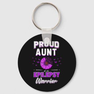 Purple Ribbon Flower Proud Aunt Nephew Niece Epile Keychain