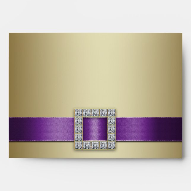 Purple Ribbon Gold 50th Wedding Anniversary A7 Envelope (Front)