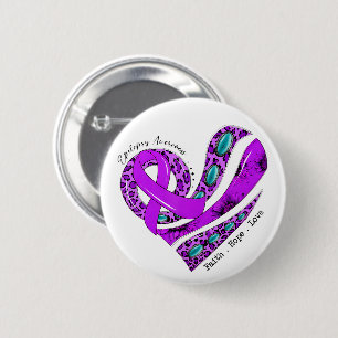 Purple Ribbon Heart Epilepsy Awareness 2 Inch Round Button