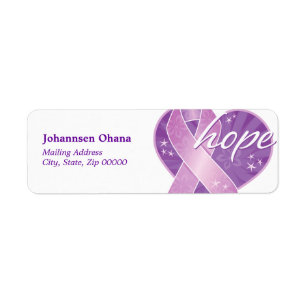 purple ribbon hope ~ mailing label