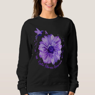 Purple Ribbon Hummingbird Cystic Fibrosis Awarenes Sweatshirt