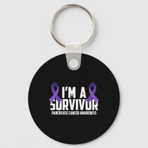 Purple Ribbon Im A Survivor Pancreatic Cancer Awar Keychain