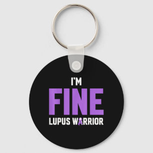 Purple Ribbon Im Fine Lupus Warrior Keychain