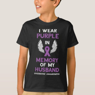 Purple Ribbon Memory Of My Husnd Overdose Awarenes T-Shirt