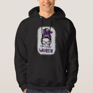 Purple Ribbon Messy Bun Warrior Epilepsy Awareness Hoodie