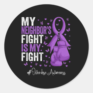 Purple Ribbon Neighbour Overdose Awareness  Classic Round Sticker