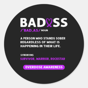 Purple Ribbon. Overdose Awareness 3  Classic Round Sticker