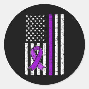 Purple Ribbon. Overdose Awareness 5  Classic Round Sticker