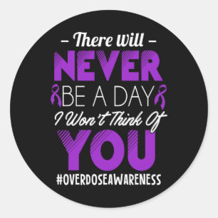 Purple Ribbon - Overdose Awareness  Classic Round Sticker