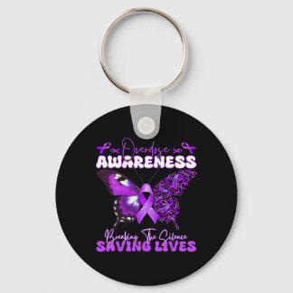 Purple Ribbon Overdose Awareness Day Butterfly Sup Keychain