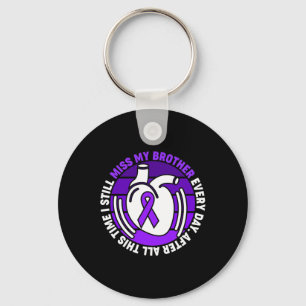 Purple Ribbon Overdose Awareness Miss Brother Memo Keychain