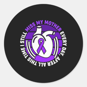 Purple Ribbon Overdose Awareness Miss My Mother Me Classic Round Sticker