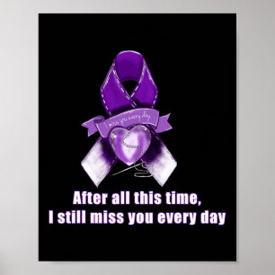 Purple Ribbon Overdose Awareness Miss You Grief Gi Poster