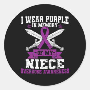 Purple Ribbon Overdose Awareness Month Costume Nie Classic Round Sticker