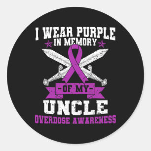 Purple Ribbon Overdose Awareness Month Costume Unc Classic Round Sticker