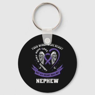 Purple Ribbon Pancreatic Cancer Awareness Nephew H Keychain