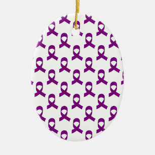 Purple Ribbon Pattern Ceramic Ornament