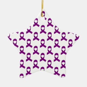 Purple Ribbon Pattern Ceramic Ornament