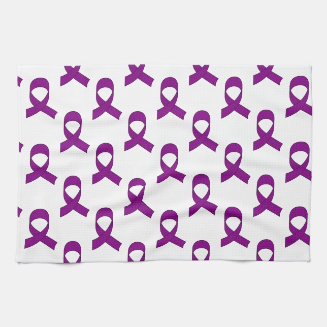 Purple Ribbon Pattern Kitchen Towel (Horizontal)