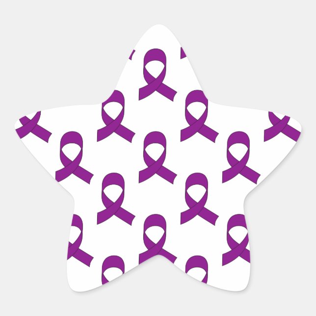 Purple Ribbon Pattern Star Sticker (Front)