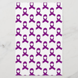 Purple Ribbon Pattern Stationery