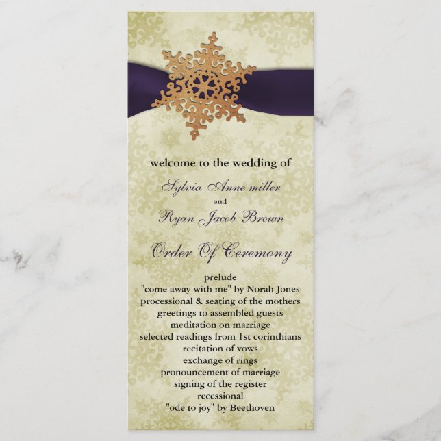 purple ribbon, rustic snowflake program (Front)