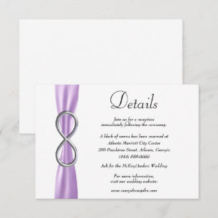 Purple Ribbon Silver Infinity Wedding Details Enclosure Card