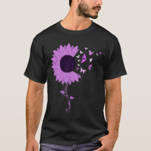Purple Ribbon Sunflower Butterfly Overdose Awarene T-Shirt