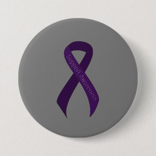 Purple Ribbon Support Awareness 3 Inch Round Button