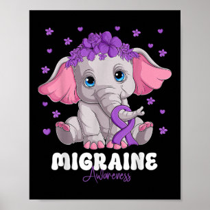 Purple Ribbon Survivor Warrior Migraine Awareness Poster