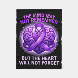 Purple ribbon the mind may not remember alzheimers fleece blanket