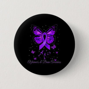 Purple Ribbon Warrior Alzheimerheimer Brain Awaren 2 Inch Round Button