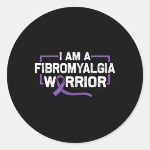 Purple Ribbon Warrior Of Fibromyalgia Awareness Classic Round Sticker