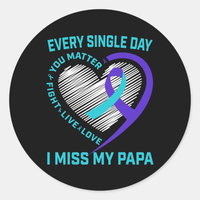 Purple Ribbon You Problem Papa Suicide Awareness G Classic Round Sticker (Front)