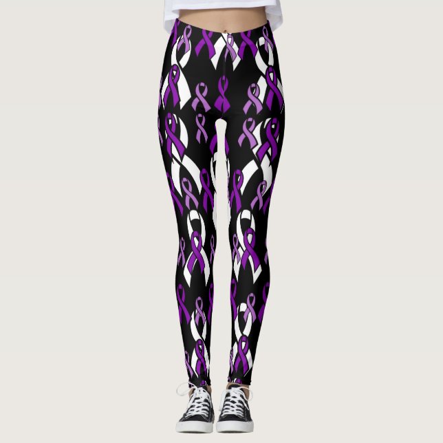Purple Ribbons,,,Fibro Leggings (Front)