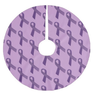 Purple Ribbons Tiled  Pattern Brushed Polyester Tree Skirt