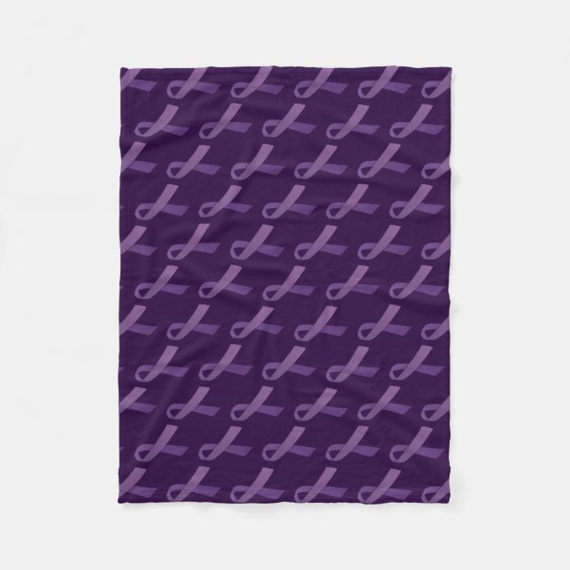Purple Ribbons Tiled  Pattern Fleece Blanket (Front)