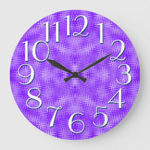 Purple Ripple Pattern Elegant Oversize Numbers Large Clock