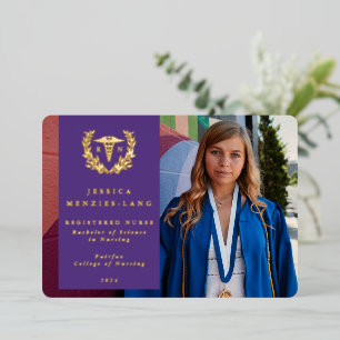 Purple RN Caduceus Graduation Faire-part photo