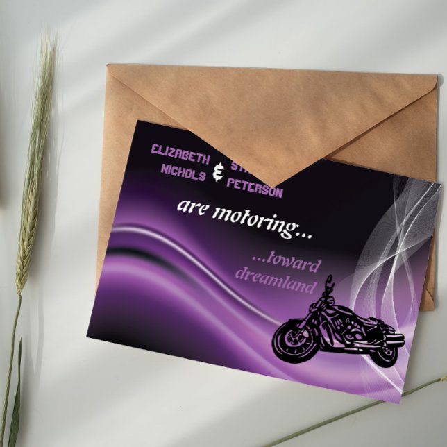 Purple road biker wedding invitation (Creator Uploaded)